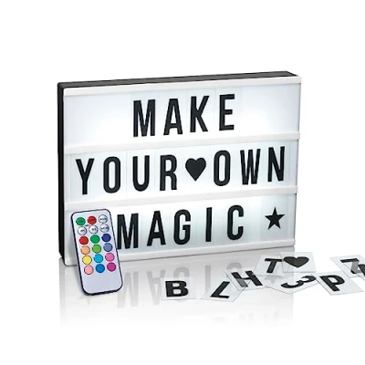 Image de EASYmaxx boîte lumineuse DEL fonction minuterie 173 lettres et symboles interchangeables inclus Modes de changement couleur différents Aux piles ou à câble USB [A4]