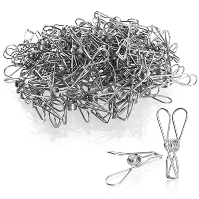 Image de com four® 100x Pinces à Linge en métal Serviettes Acier Inoxydable durables de Plage (Acier 100 pièces)