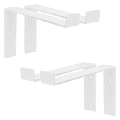 Image de ML Design Lot de 4 Supports d&#039;Étagère 25x4x14,5 cm, en Métal, Blanc, Style Industriel, Forme L, Équerre pour Étagères Murales à 90 degrés, Flottantes et Projets Bricolage, Kit Montage Inclus