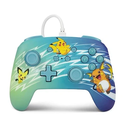 Image de PowerA manette filaire améliorée pour Nintendo Switch, modèle Switch OLED et Lite, accessoire de jeu, filaire, sous licence officielle Pokemon:Pikachu Évolution