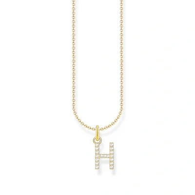 Image de THOMAS SABO Collier lettre H en argent doré avec zirconium KE2247 414 14