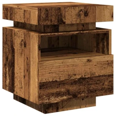 Image de vidaXL armoire de chevet avec lumières LED vieux bois 40x39x48,5 cm, table d&#039;appoint, lit, d&#039;appoint pour 857658