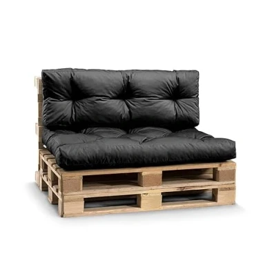 Image de Gutekissen® Coussins pour palettes résistants aux intempéries, canapé de jardin, plusieurs couleurs et tailles PPI (set d&#039;assise 120 x 80 cm + dossier 40 cm), noir imperméable