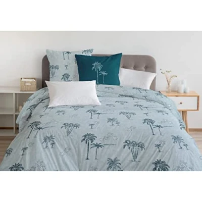 Image de Home Passion Housse de Couette 3 Pièces 100% Coton 57 Fils 2 Personnes 220x240 cm TINGHIR Vert Canard