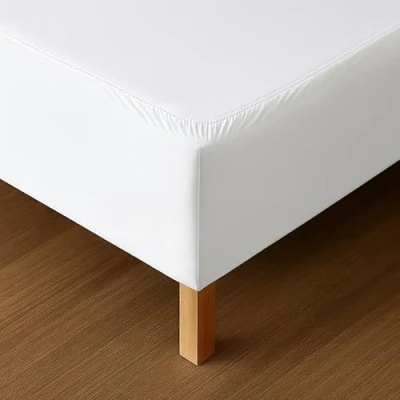 Image de Dahlica Cache Sommier 90x200 Blanc Tissu Doux et Extensible Rendu Impeccable Facile à Installer