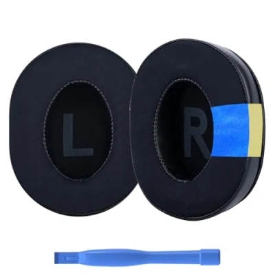 Image de Remplacement Coussinets d&#039;oreille pour Logitech G Pro, Pro X, X 2, SE Casque par MMOBIEL Gel Réfrigérant Coussinet de Rechange Noir