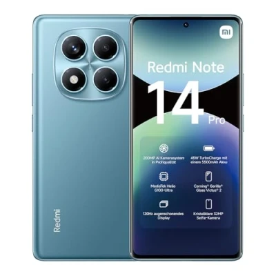 Image de Xiaomi Smartphone Redmi Note 14 Pro,8+256GB,Bleu,Caméra IA prograde 200MP, Batterie 5500mAh, Appareil Photo Selfie 32MP, fonctionnalités (Chargeur Non Inclus,Version Française+2Ans de Garantie)