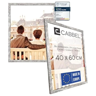Image de CABBEL Lot de 2 cadres photo 40x60 cm, Bouleau, cadre stable en bois MDF, verre plexi incassable, à suspendre, idéal pour photos/images/collages