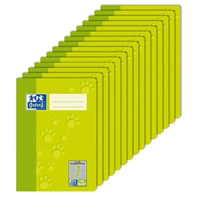 Image de Oxford 100050406 Lot de 15 cahiers d&#039;exercices 16 feuilles 90 g/m² Vert clair Format A5