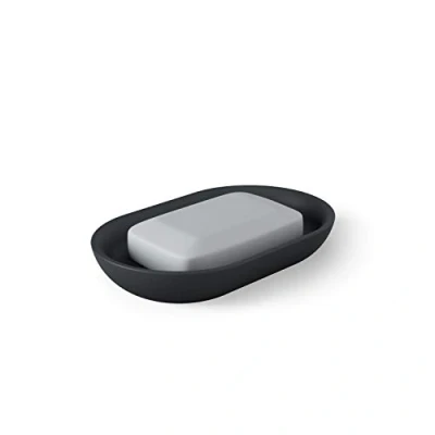 Image de Umbra SOAP DISH Junip. Porte Savon Oval en Résine de Pierre Noire mate. 14x9x3cm