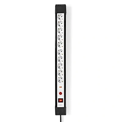 Image de NEDIS Multiprise avec parasurtenseur 10 voies Contact de protection/type F (CEE 7/7) 3,00 m 3500 W 16 A Type terre : contacts latéraux Angle la prise 45 H05VV 3G1.5mm²