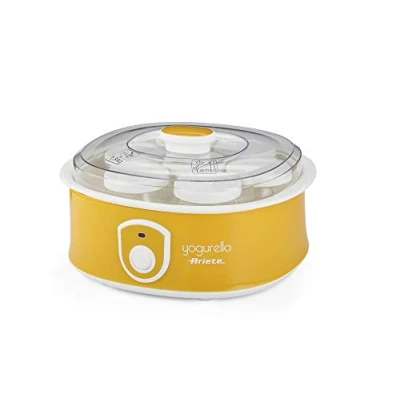Image de Ariete 617 Yogurella Yaourtière électrique avec 7 pots en verre, Capacité totale 1,3 kg de yaourt, 20 W, Blanc/Jaune