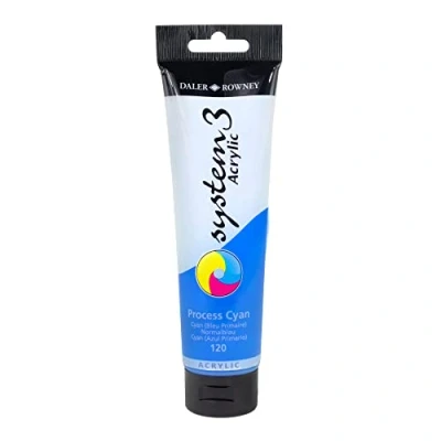 Image de Daler Rowney 150ml Système 3 Tube de peinture acrylique Process Cyan