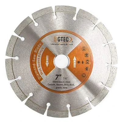 Image de BGTEC Lames diamantées segmentées pour scie électrique, 180mm Disque de coupe sec ou humide à usage général la maçonnerie en brique pierre béton