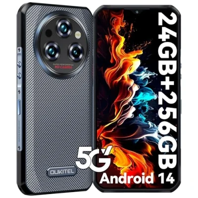 Image de OUKITEL WP35 Telephone Portable Incassable 5G 24GO（8+16）+256GO,Telephone 11000mAh,5G Dual SIM,6.6&quot; FHD+, Android 14,64MP Caméra Primaire,GPS/NFC/OTG/2Ans Garantie,Noir