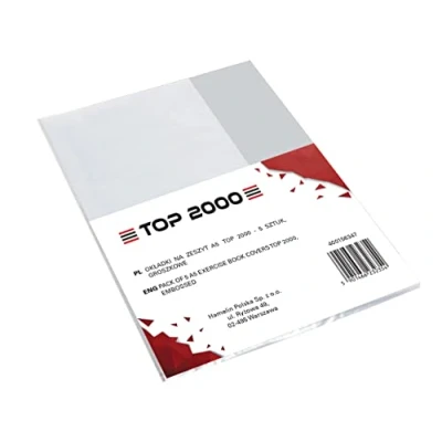 Image de TOP 2000 400156347 Lot de 5 protège cahiers format A5, transparents, grainés, en polypropylène recyclable, 0,09 mm, extra résistants, 2000, incolore