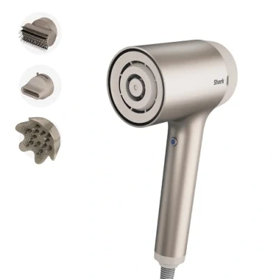 Image de Shark STYLE iQ Sèche cheveux et styler 3 en 1, brosse de style, concentrateur, diffuseur boucles, ionique, séchage rapide, sans dommage thermique, d&#039;air froid, couleur champagne HD120SLEU