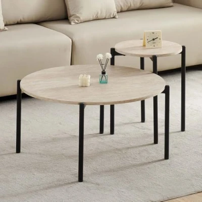 Image de Milton &amp; Oldbrook Set de Table Basse Aragon Look Travertin