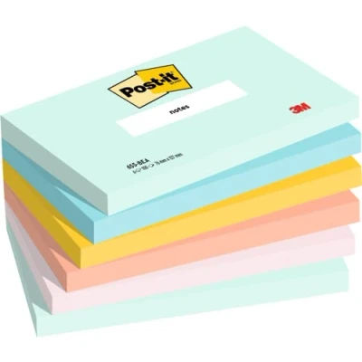 Image de Post it Notes, Couleurs Beach, Pack de 6 Blocs, 100 Feuilles par Bloc, 76 mm x 127 mm, Vert, Jaune, Orange, Bleu, Rose Notes Autocollantes pour Prise Listes Tâches et Rappels