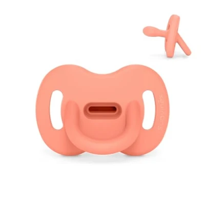 Image de Suavinex, Sucette Tout Silicone pour Nouveau nés, Bébé 0/6 Mois et Naissance, avec Tétine Symétrique SX Pro, Réversible, Super Douce Souple, Idéal Dormir, Peach Pink
