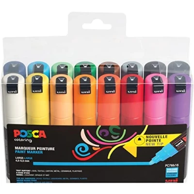 Image de uni ball+Marqueur+%C2%85+pigment+POSCA+PC7M%2C+%C2%82tui+de+16