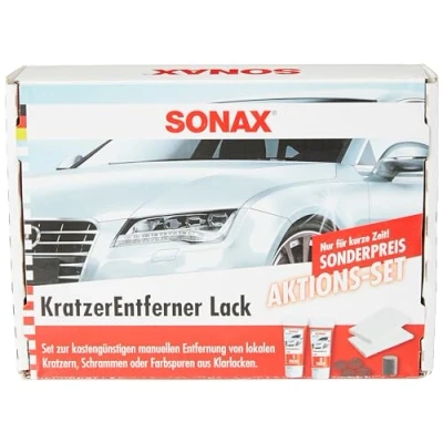 Image de SONAX Kit d&#039;action pour effacer les rayures et éraflures des vernis transparents 2 x 25 ml Rouge