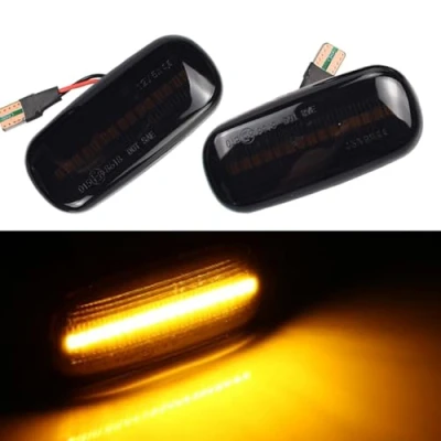 Image de Kakulkomen 2 pièces LED Feux de jour Clignotant Latéraux Dynamique Ambre Compatibile pour Audi A3 S3 8P A4 S4 rs4 B6 B7 A6 S6 rs6 C5 C7