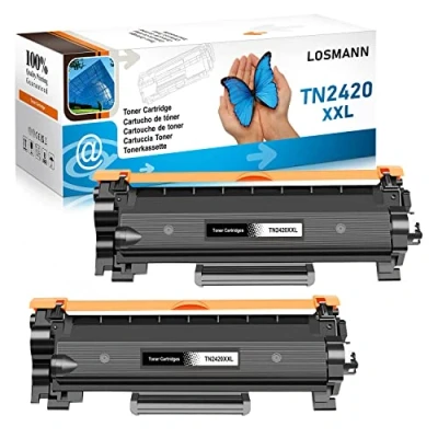 Image de LOSMANN XXL Toner (6000 Pages) Compatible pour Brother TN2420 TN2410 MFC L2710DW L2710DN L2750DW DCP L2530DW L2510D L2550DN HL L2350DW L2310D L2370DN (2 Noir)