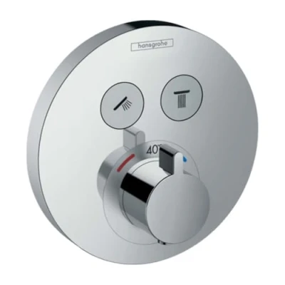 Image de hansgrohe ShowerSelect S Set de finition pour mitigeur thermostatique encastré avec 2 fonctions, chromé, 15743000