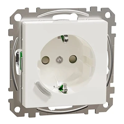 Image de Schneider Electric Prise Schuko connectée Wiser 16 A TPB Polar White System M, Smart Socket, compatible avec Amazon Alexa et Google Home, Home WiFi, MEG2380 0319