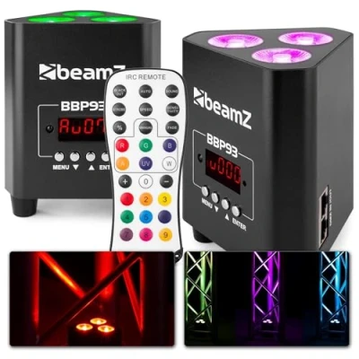 Image de Projecteur LED PAR DMX haut de gamme BEAMZ BBP93 3 LEDs RGBW Autonomie 7h