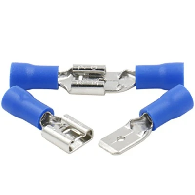 Image de Heschen mâle/femelle rapide Déconnecte Vinyle isolée, FDD+MDD2 250, 6.3 x 0.8mm câble terminal, pour 1,5 2,5mm² (16 14 AWG), Bleu, Lot de 100