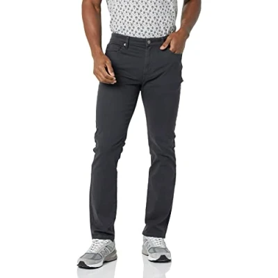 Image de Amazon Essentials Pantalon en Sergé Stretch 5 Poches Coupe Ajustée Homme, Charbon, 42W / 28L