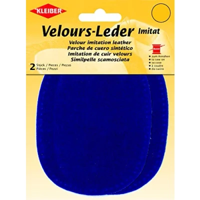 Image de Kleiber 12.5 x 10 cm Patchs à Coudre Simili Daim pour Genoux/Coudes Ovale, Bleu Roi