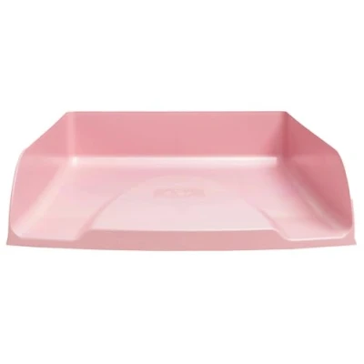 Image de Exacompta Réf. 11171D Lot de 6 corbeilles à courrier Combo Styli Autentik pour documents au format A4+ dim 34 x 25 6,5 cm porte étiquette peut contenir 500 feuilles rose candy