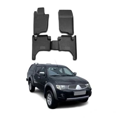Image de Tapis de Sol Compatible avec Mitsubishi L200 IV 2005 2015 Caoutchouc TPE Noir