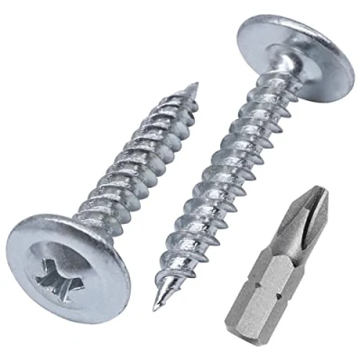 Image de Lot de 100 Vis à bois en acier zingué 4,2 x 25 mm cruciformes tête bombée modifiée auto taraudeuse (100, mm)