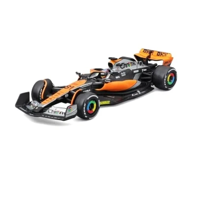 Image de Bburago F1 McLaren MCL60 British 2023 Oscar Piastri 81 avec vitrine et Pilote Miniature modèle Voiture Cadeau Alliage sous Pression ABS à Collectionner échelle 1:43