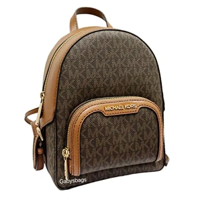 Image de Michael Kors Jaycee Mini Sac à dos convertible MK Signature XS, marron, Mini,