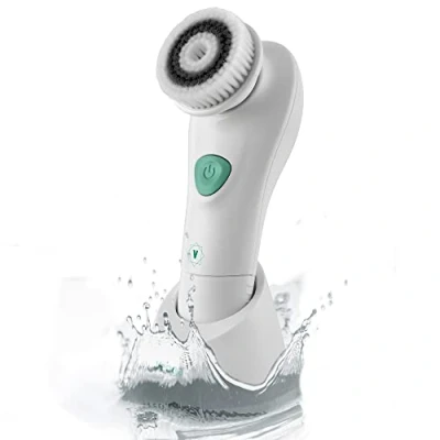 Image de Venga! Brosse Nettoyante Electrique pour le Visage, à Poils Doux, 2 Réglages de Vitesse, Oscillation 6, Résistance l&#039;eau IPX5, Blanc/Menthe, VG FAC 3000 BU