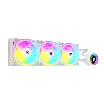 Image de Nfortec ATRIA X Liquid CPU Cooling ARGB 360mm, Infinity Mirror 360 Degrees Rotatable, 3x 120mm PWM Fans, AMD and Intel Compatible, blanc
