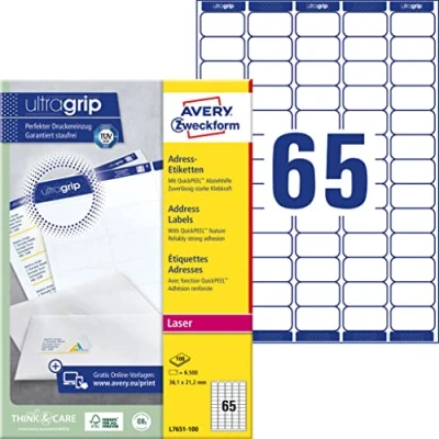 Image de Avery Zweckform L7651 100 Mini étiquettes 38,1 x 21,2 mm feuilles (Import Allemagne)