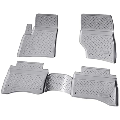 Image de Recambo Tapis de sol en caoutchouc 3D compatible avec Porsche Cayenne 9PA 2002 2010 voiture Ajustement parfait bordure Gris