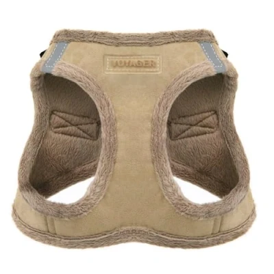 Image de Best Pet Supplies Voyager Step in Harnais en Peluche Douce pour Chiens de Petite et Moyenne Taille Latte Suede, M (Tour Poitrine : 40,6 à 45,7 cm)