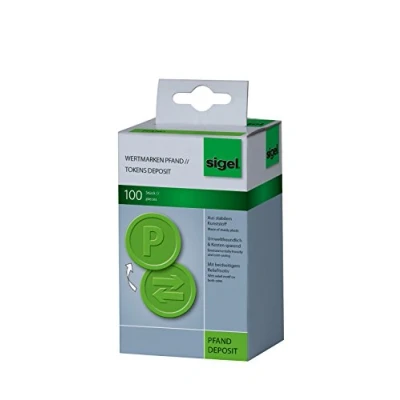 Image de SIGEL Wm009 Lot de 100 Jetons &quot;Consigne&quot;, Ø2,5 cm, Vert