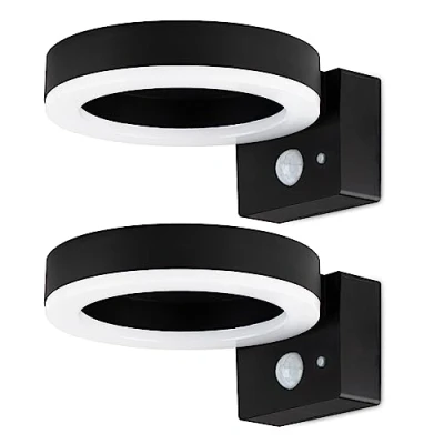 Image de Brendz Applique murale exterieur solaire, Detecteur de mouvement, 600 Lumens, blanc chaud 3000k, Imperméable IP44, Eclairage solaire avec 3 Modes Lumière (Lot 2)