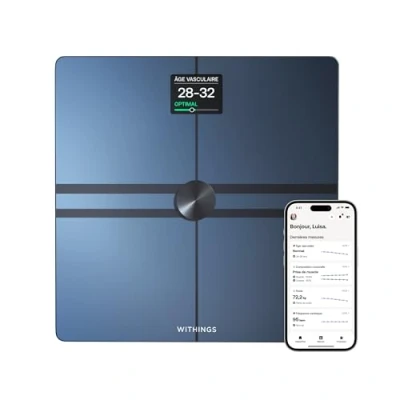 Image de WITHINGS Body Comp Balance connectée avec analyse corporelle complète, Évaluation Cardiovasculaire, Score de Santé Nerveuse, Wi Fi &amp; Bluetooth écran couleur, digitale