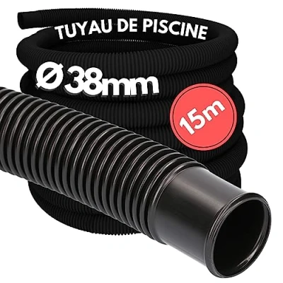 Image de 15 mètres Kalitec Tuyau de piscine 38mm, noir I 38 mm pour pompe Made in Germany Résistant au chlore Indéformable passage