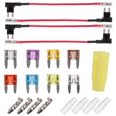Image de BOJACK 4pcs 12V 24V mini Add a Circuit Robinets à Fusibles, Porte Fusible Lame Arrière avec 8pcs Fusibles (2A / 3A 5A 7.5A 10A 15A 20A 25A)