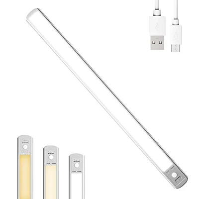 Image de Epicflare lampe LED sans fil avec détecteur de mouvement pour placard, armoire, fil, rechargeable, 3 modes, veilleuse garage, abri jardin, 60 cm